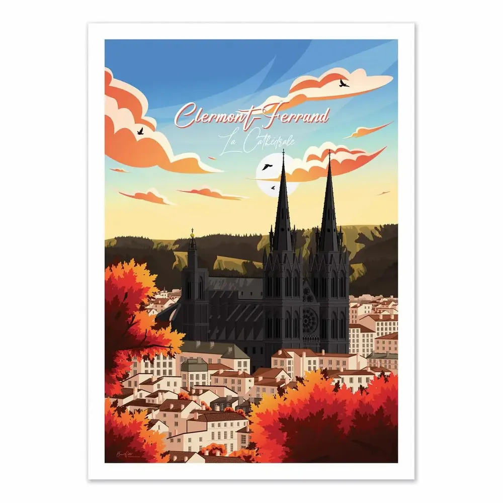 Poster - Art-Poster - Clermont Ferrand La Cathédrale - Benoit Collet - WALL EDITIONS