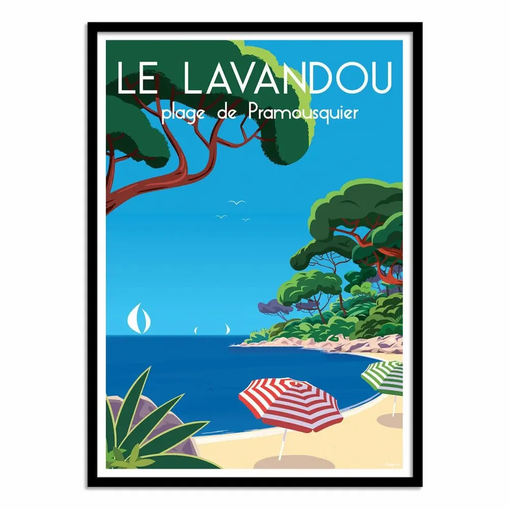Poster - Art-Poster - Le Lavandou Plage de Pramousquier - Raphael Delerue - WALL EDITIONS