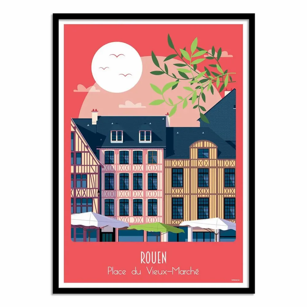 Poster - Art-Poster - Rouen Place du Vieux-Marché - Raphael Delerue - WALL EDITIONS