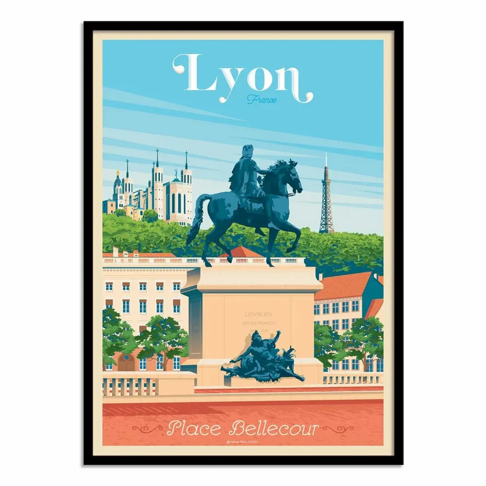 Poster - Art-Poster - Lyon Place Bellecour - Olahoop Travel Posters - WALL EDITIONS