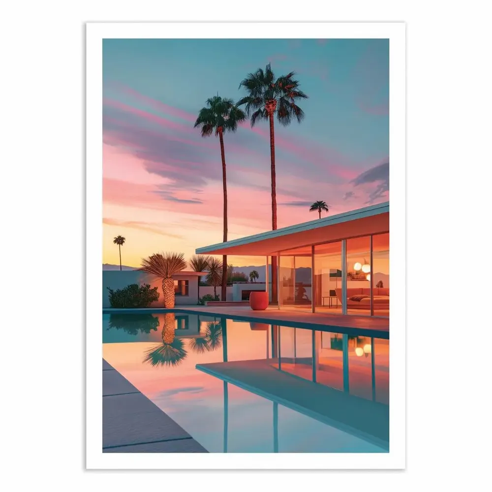 Poster - Art-Poster - California Sunset House Pool - Philippe Hugonnard - WALL EDITIONS