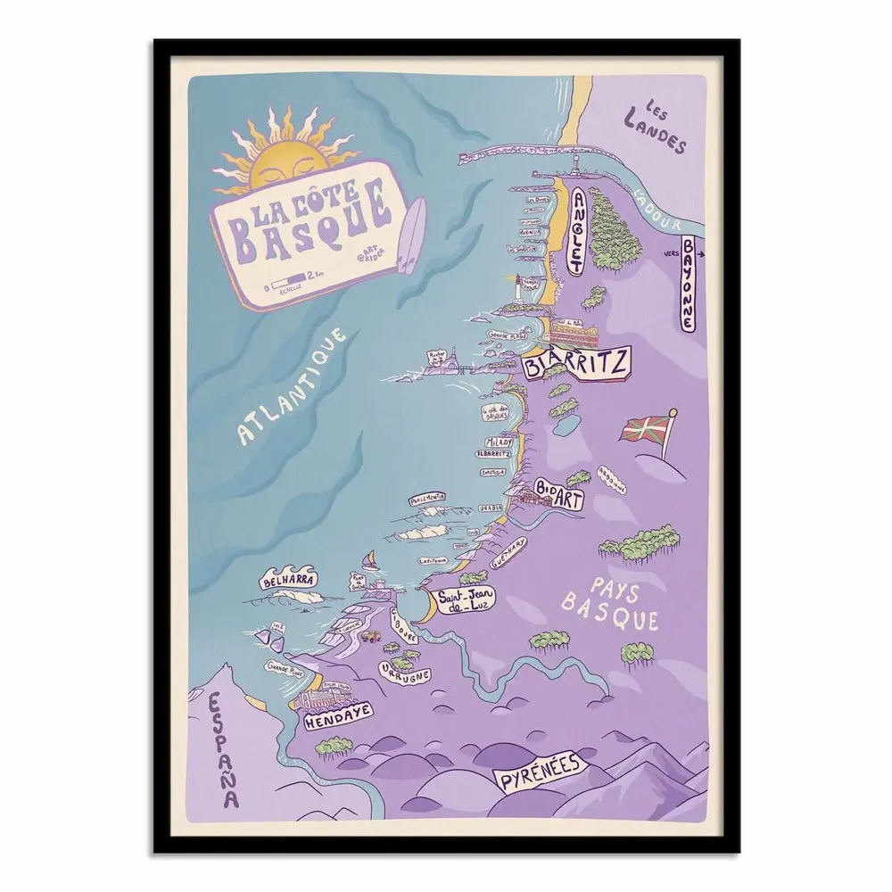 Affiches - Affiche - Carte Pays Basque - Art Rider - WALL EDITIONS