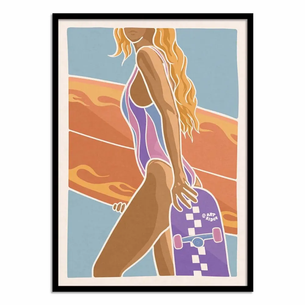 Affiches - Affiche - Skate and surf fire - Art Rider - WALL EDITIONS