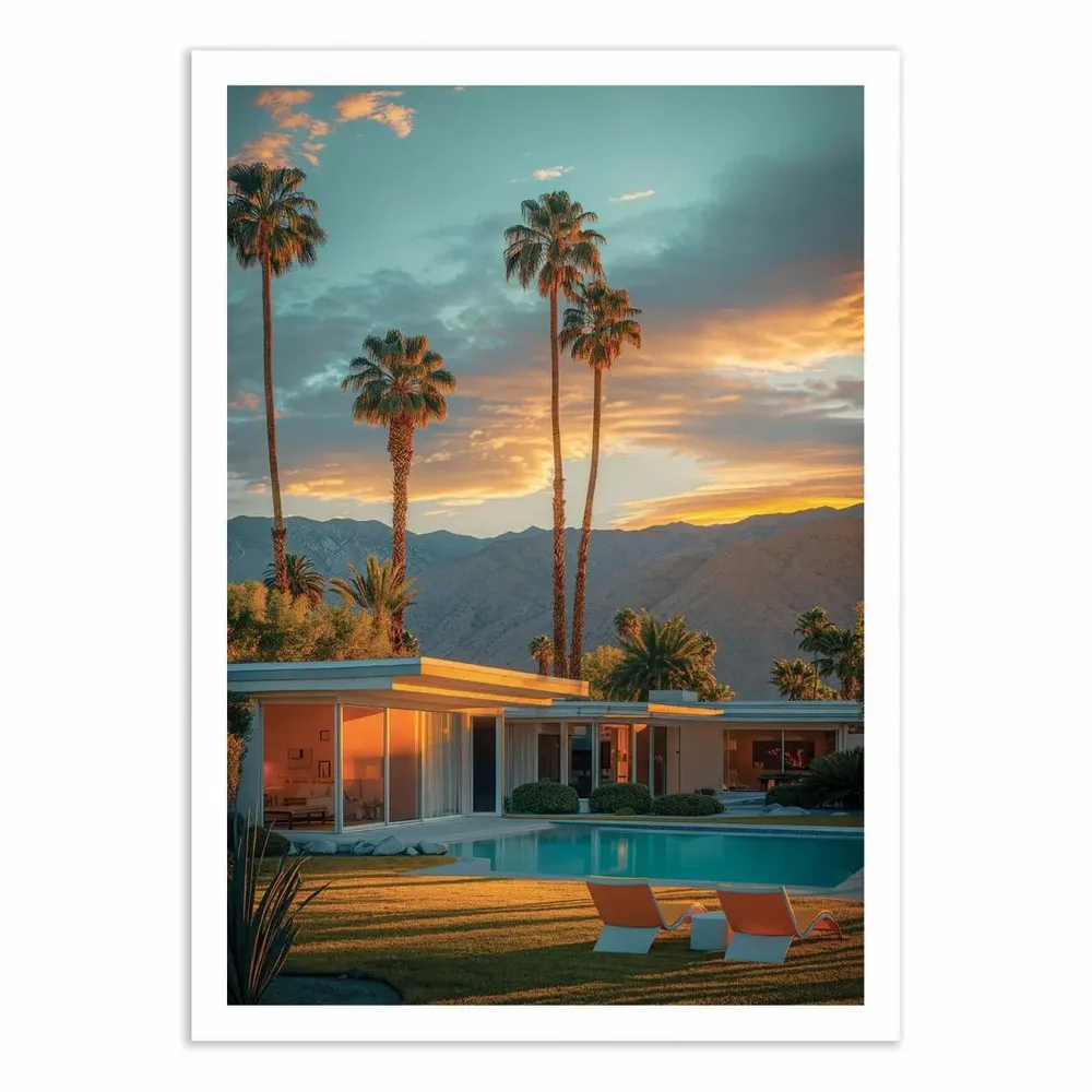 Poster - Art-Poster - Palm Springs Golden Sunset - Philippe Hugonnard - WALL EDITIONS