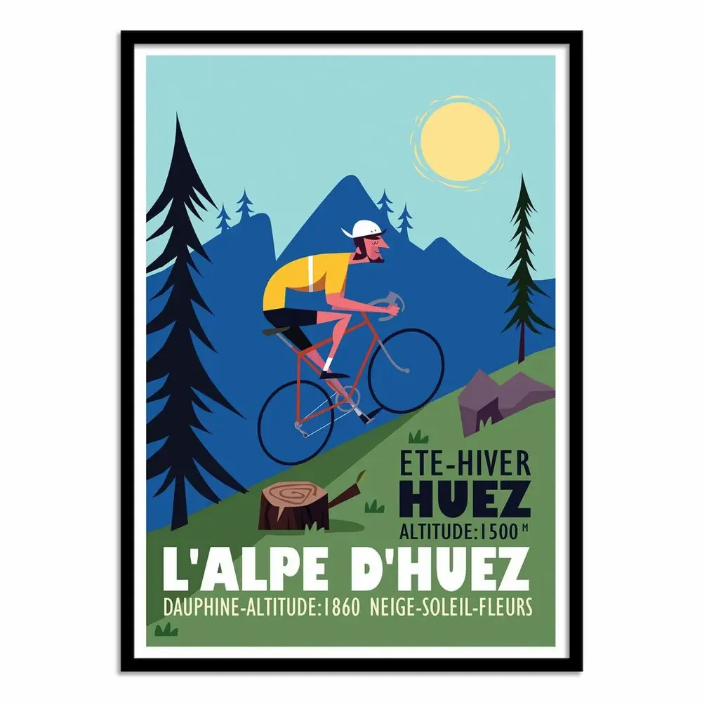 Affiches - Affiche - Cycliste Alpe d'Huez - Gary Godel - WALL EDITIONS