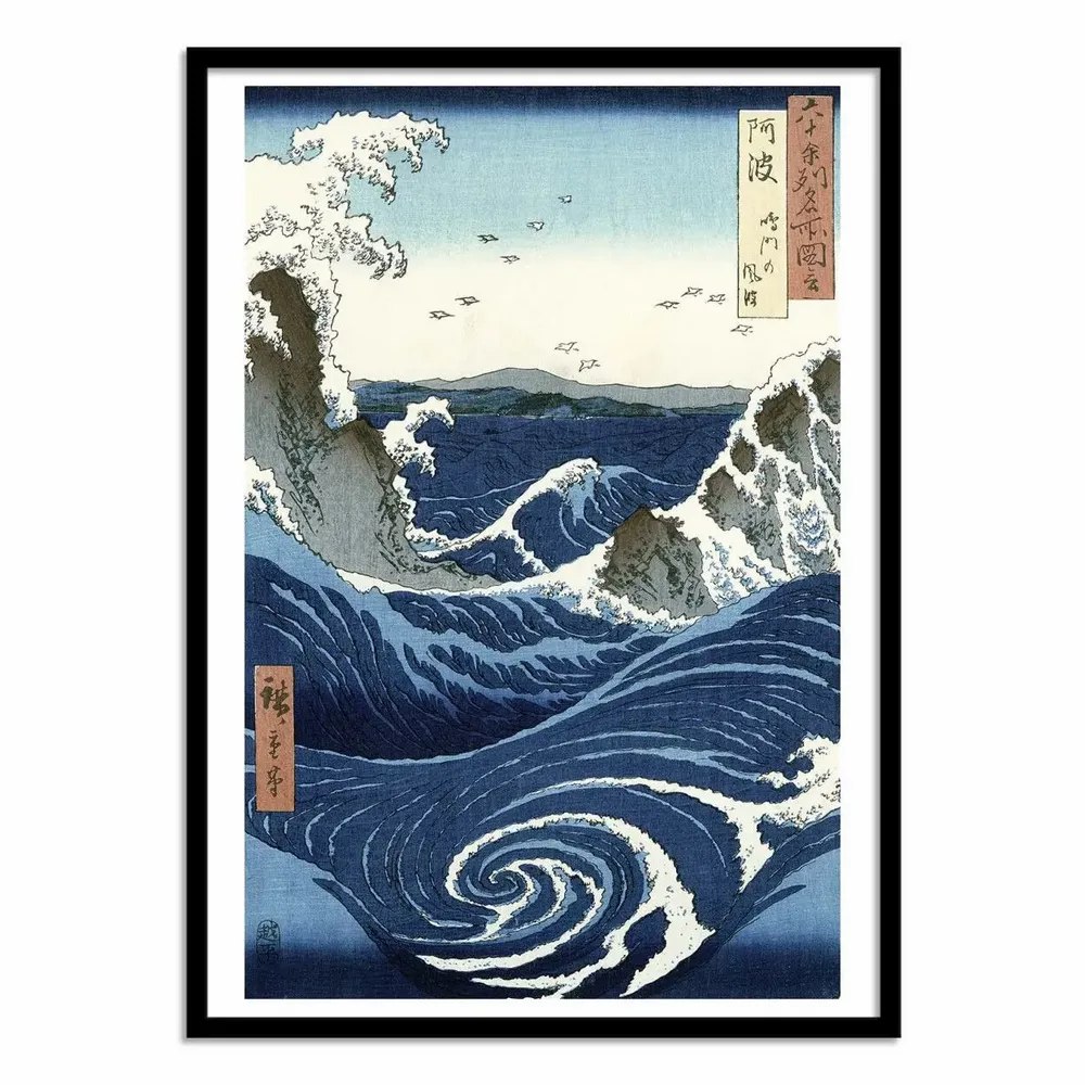 Affiches - Affiche - View of the Naruto whirlpools at Awa - Utagawa Hiroshige - WALL EDITIONS