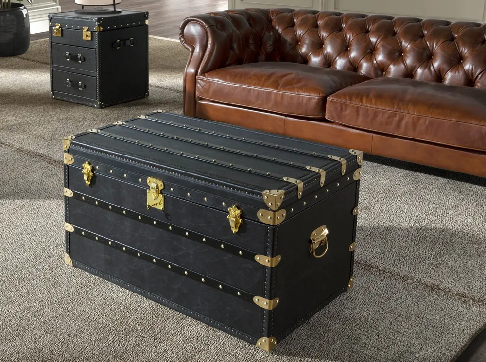 Boîtes de rangement  - Coffre en cuir noir - ANGEL CERDÁ