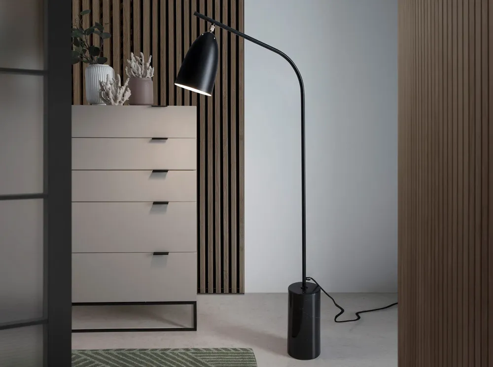 Floor lamps - Floor lamp black marble and black steel - ANGEL CERDÁ