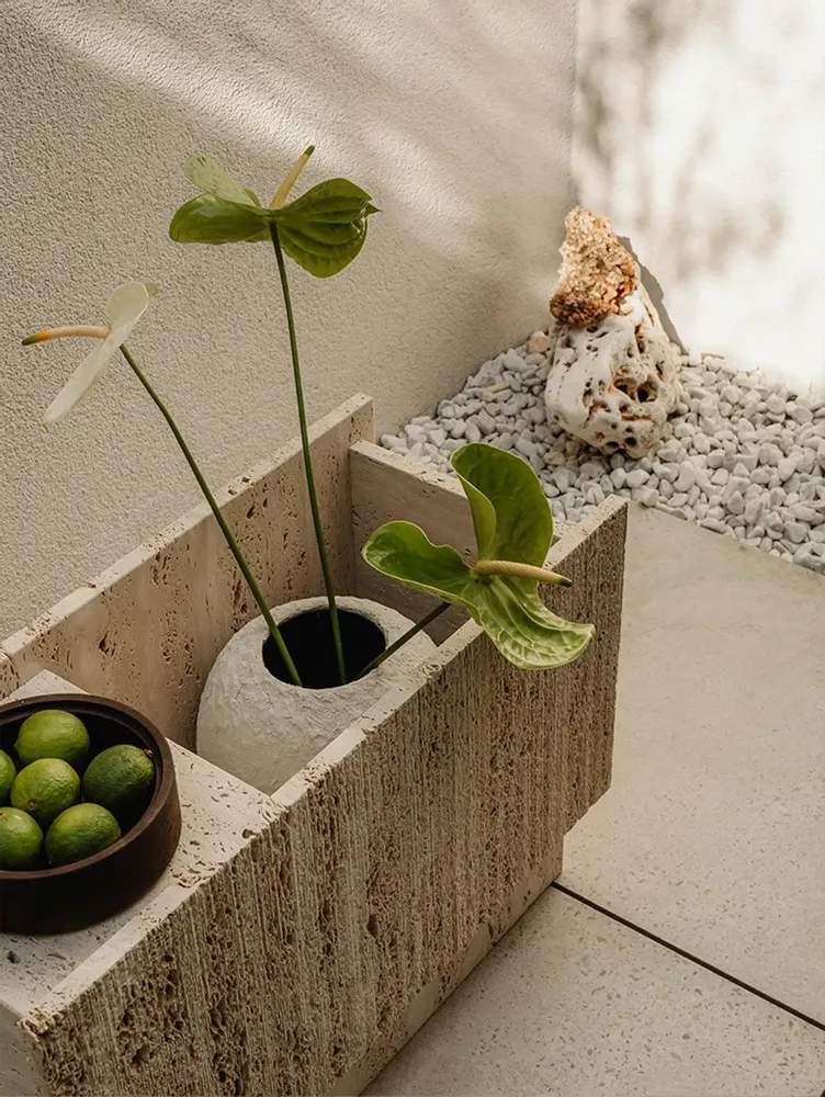 Autres tables  - LIDO - porte-plante en pierre naturelle - UN'COMMON