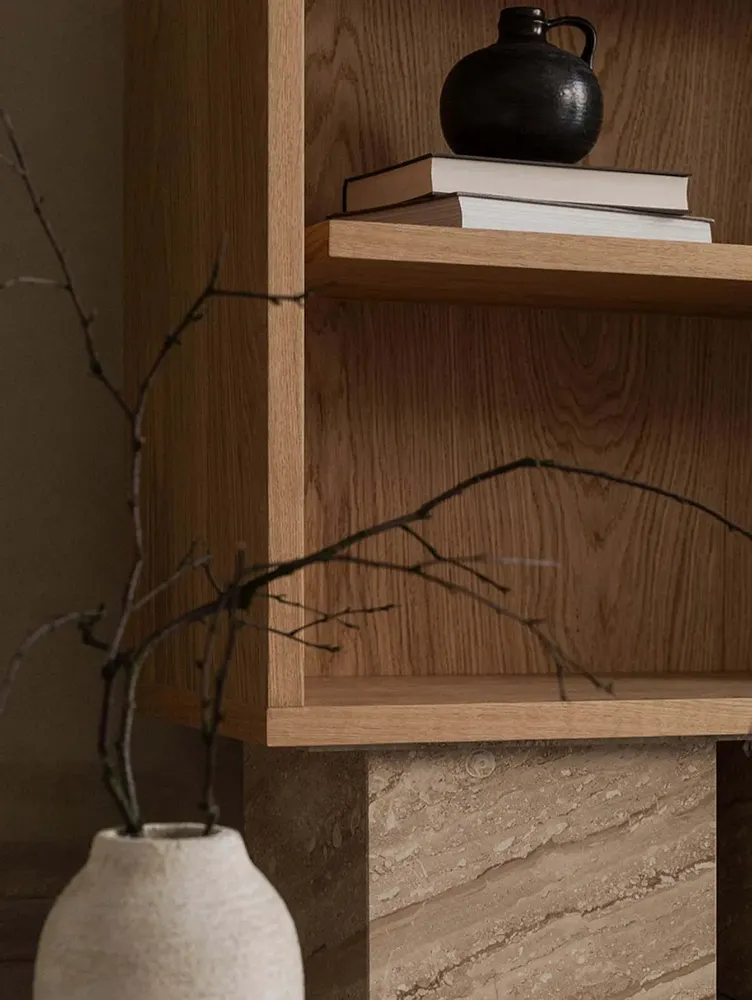 Bibliothèques - BLOCK Cabinet - bibliothèque en chêne et marbre - UN'COMMON