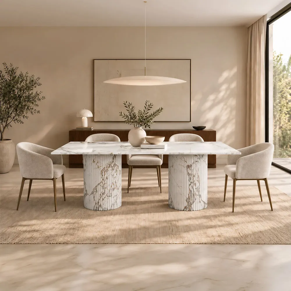 Tables de jardin - Tables à manger - 220X110X75 cm - Jaspura - Marbre Calacatta Oro - STONE VALLEY