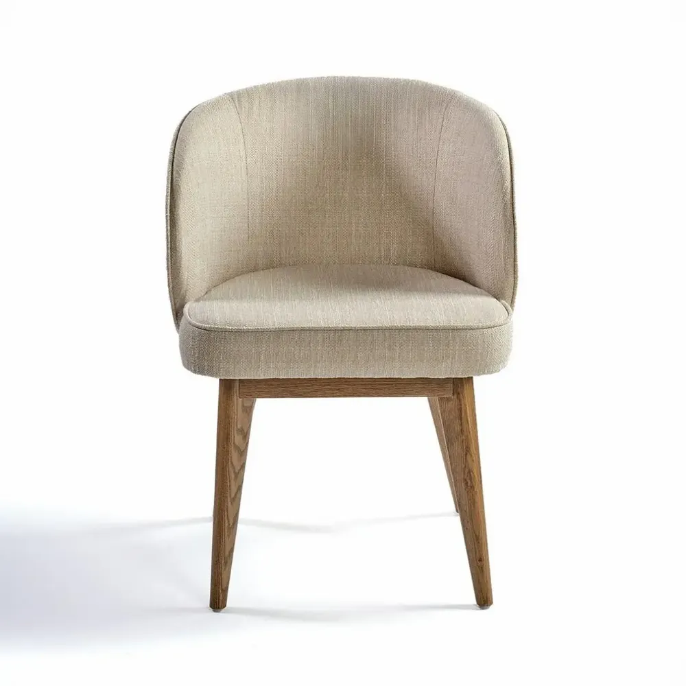 Chairs - ROUND ARMCHAIR UPHOLSTERED IN LIGHT STAINED OAK - SEKO - CRISAL DECORACIÓN
