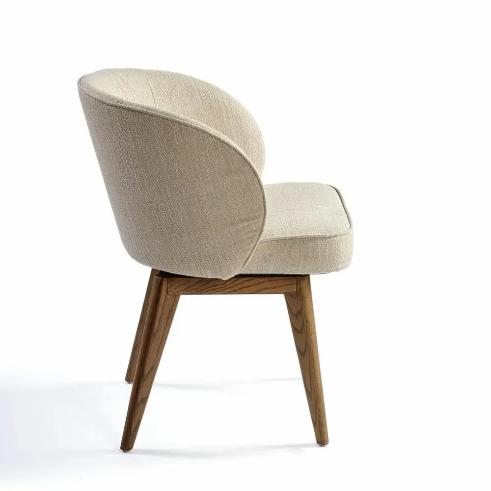 Chairs - ROUND ARMCHAIR UPHOLSTERED IN LIGHT STAINED OAK - SEKO - CRISAL DECORACIÓN