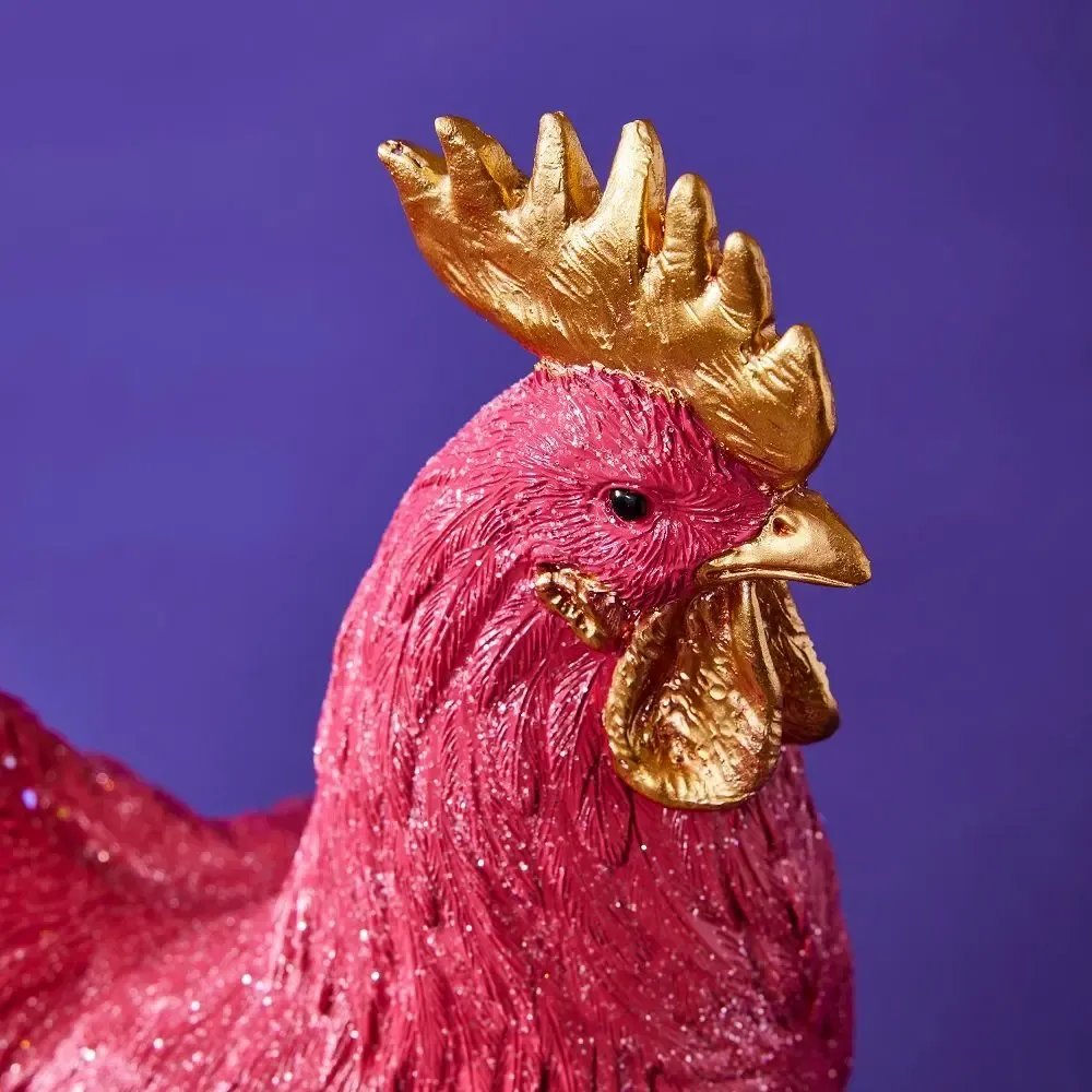 Decorative objects - Rooster with glitter, pink - WERNER VOSS