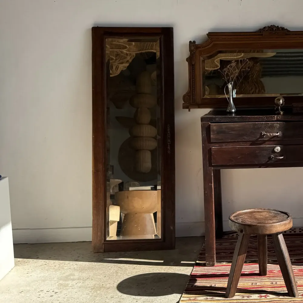 Mirrors - Antique mirror with oak cabinet door (left) with bevelled glass - OFFICE OBJETS