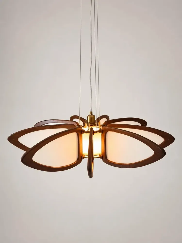 Plafonniers - Lotus — Suspension en bois et soie - OMALIGHT