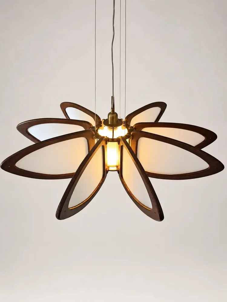 Plafonniers - Lotus — Suspension en bois et soie - OMALIGHT