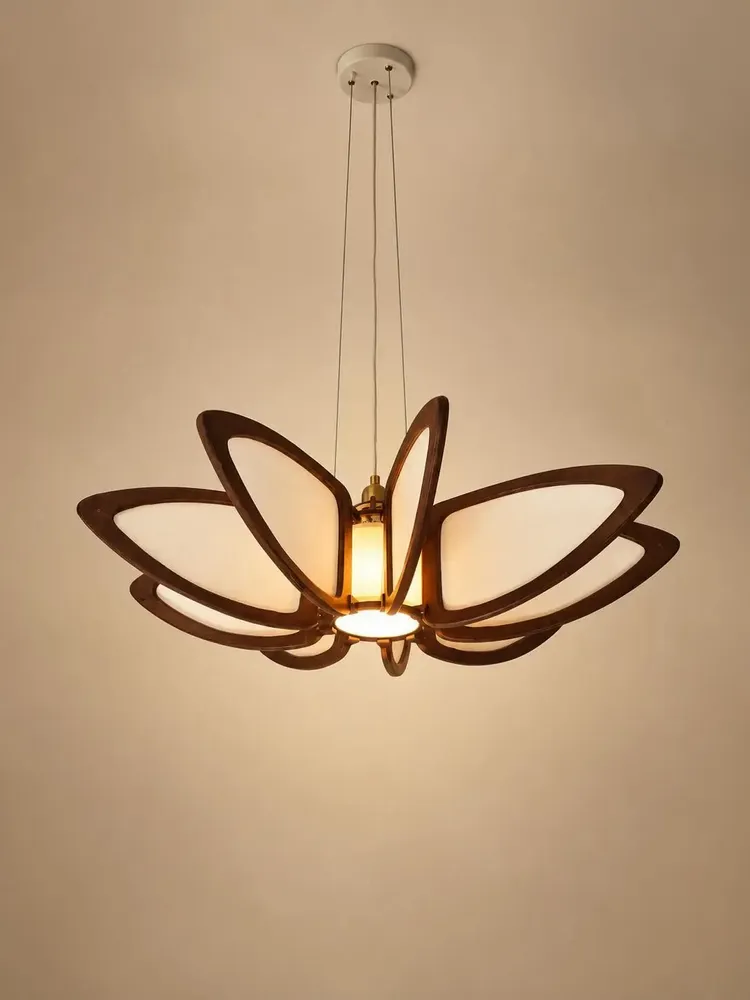 Plafonniers - Lotus — Suspension en bois et soie - OMALIGHT