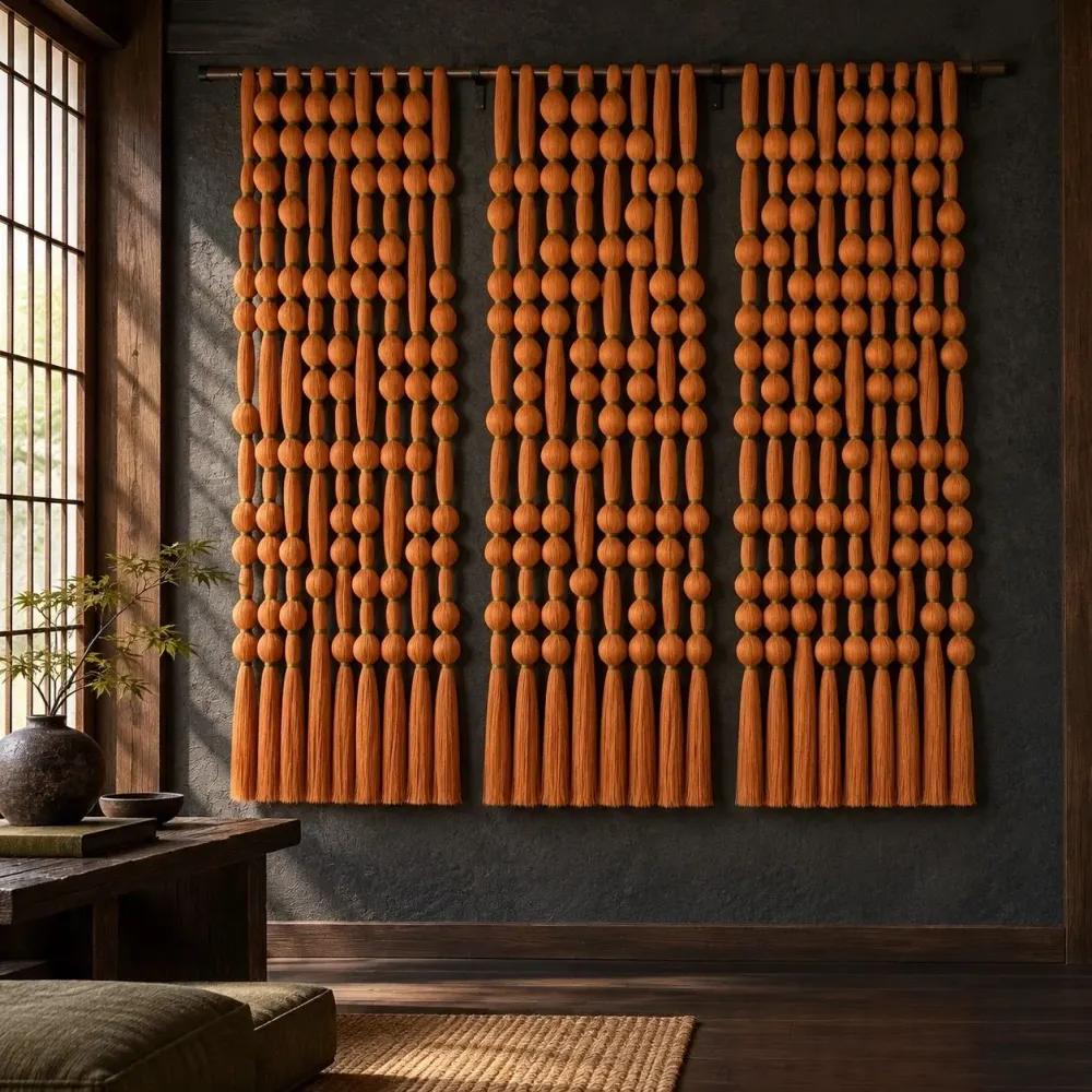 Other wall decoration - Amber Cascade: Extra-Large Handmade Monochrome Macramé Wall Installati - SARMAL DESIGN