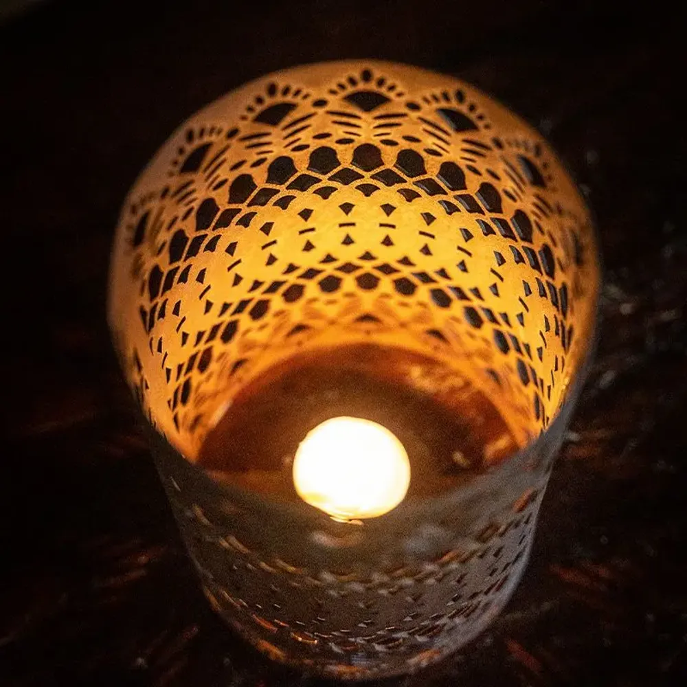 Bougeoirs et photophores  - Lampe porte-bougie Fiammetta - PUGLIA CORTEN LOVE