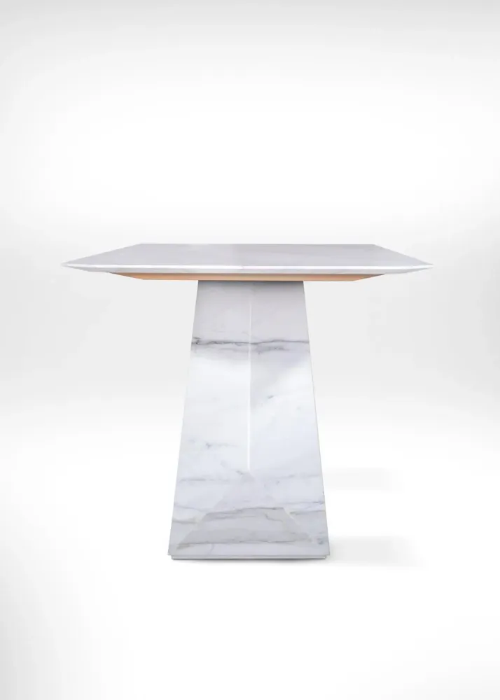 Tables Salle à Manger - Polygon - Table design monolithique en marbre Calacatta - PISTORE MARMI