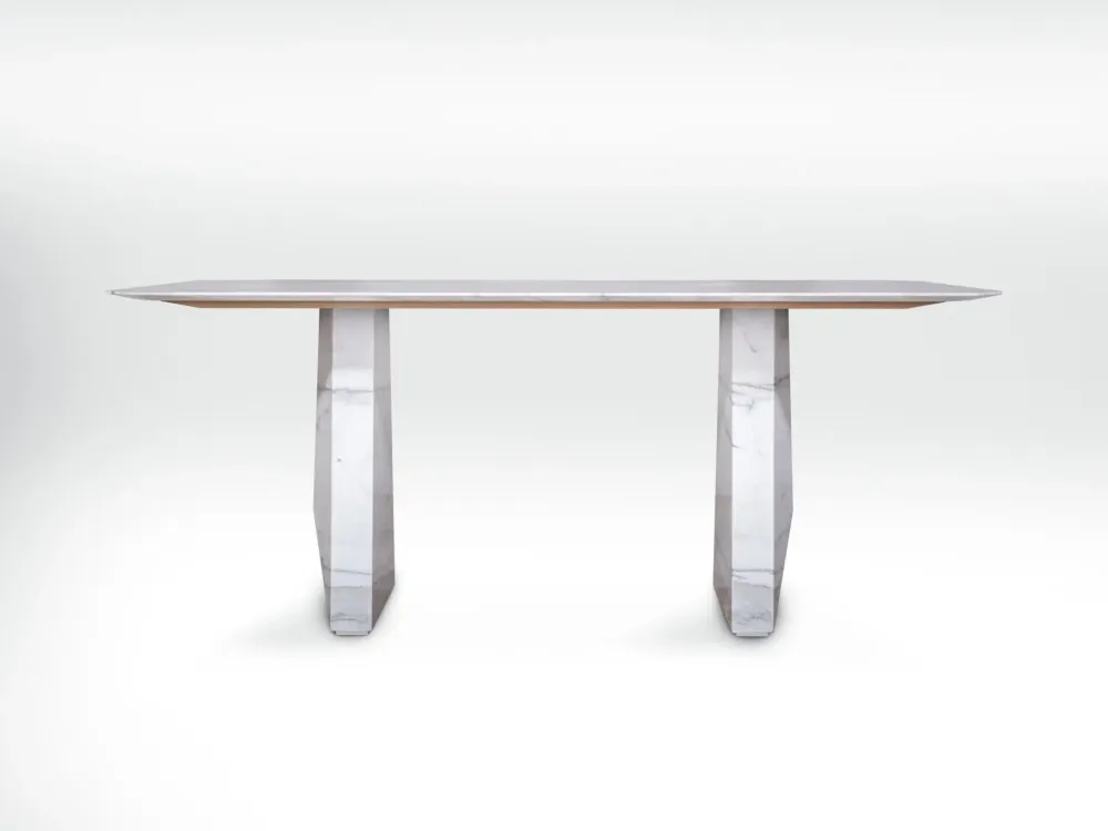 Tables Salle à Manger - Polygon - Table design monolithique en marbre Calacatta - PISTORE MARMI