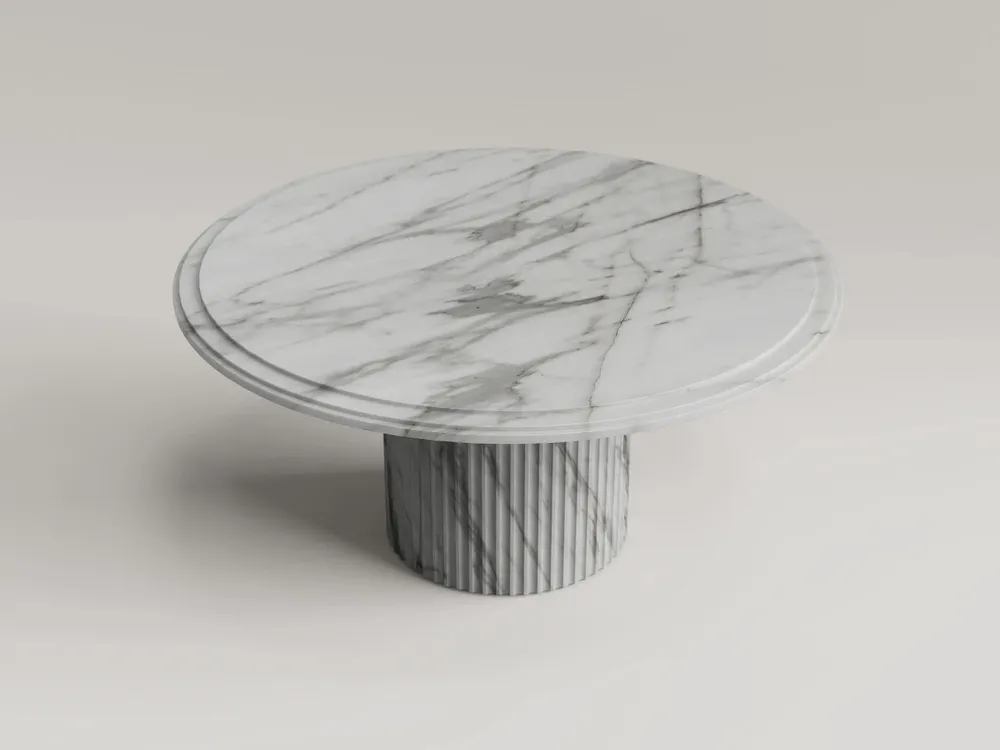 Dining Tables - Aura -  Round dining table in Calacatta marble - PISTORE MARMI