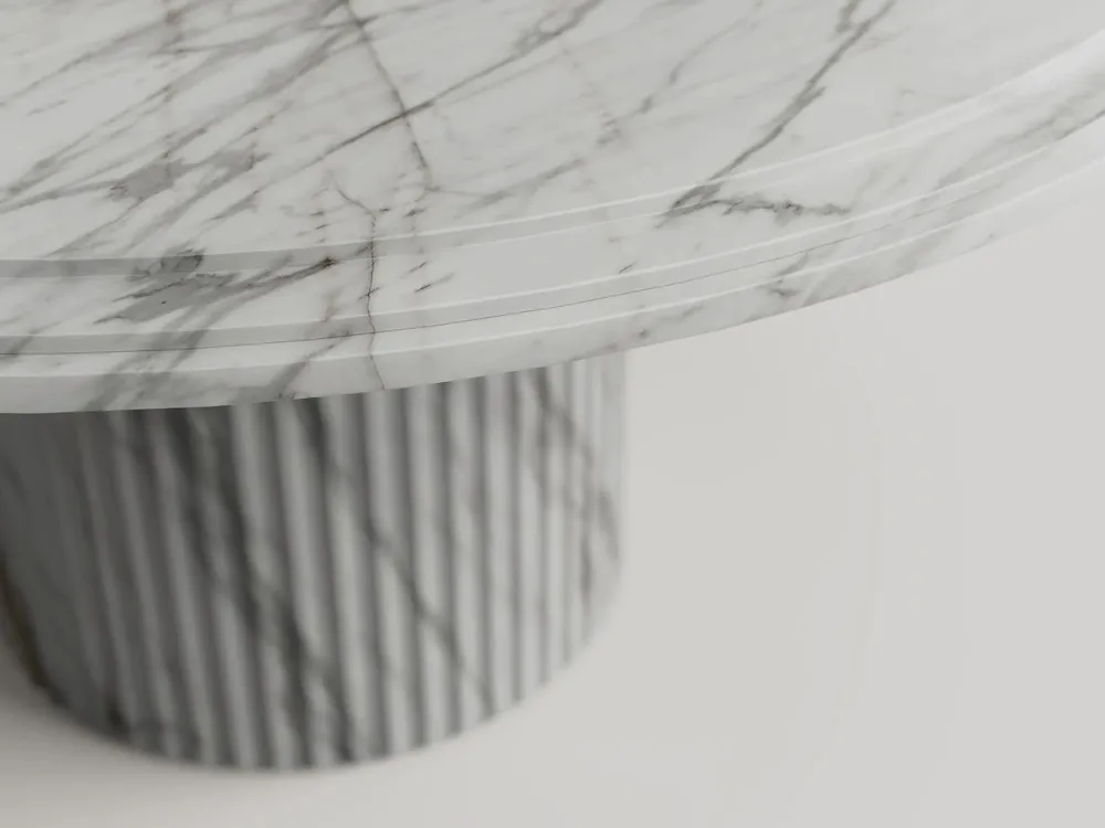 Dining Tables - Aura -  Round dining table in Calacatta marble - PISTORE MARMI