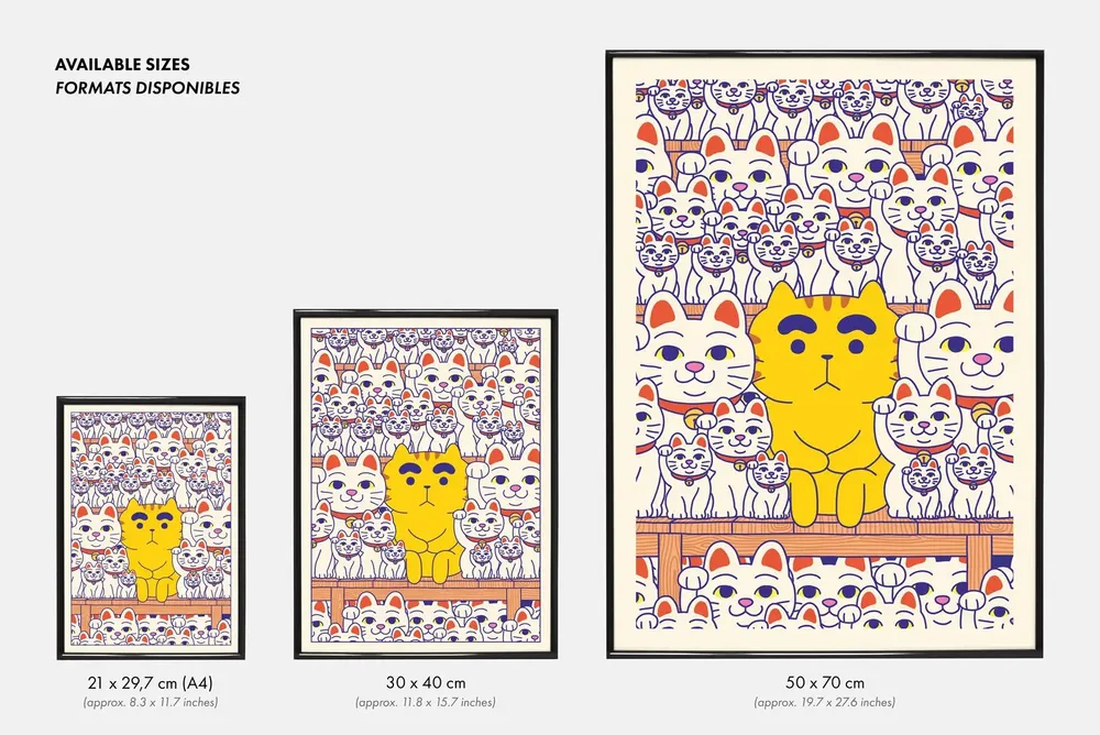 Affiches - Affiche "Maneki neko" - Format 50x70cm, 30x40 cm ou A4 - YEAAAH! STUDIO