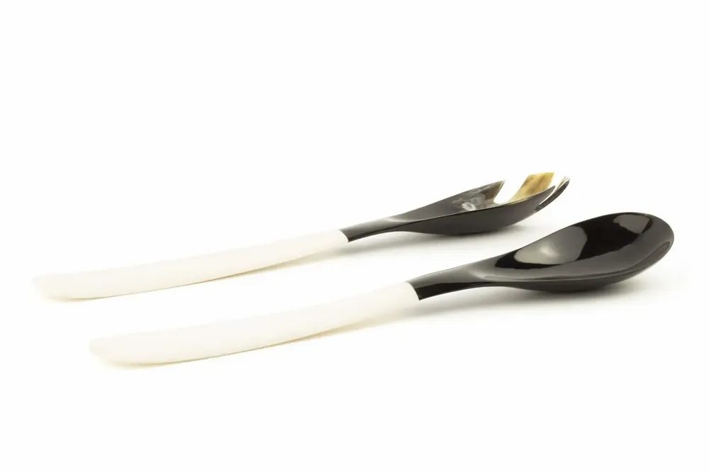 Couverts & ustensiles de cuisine - Grands couverts en corne noire manche os - L INDOCHINEUR X RIVÊT