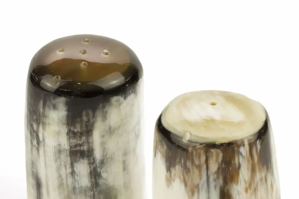 Ustensiles de cuisine - Mini set de salière et poivrier corne blonde africaine - L INDOCHINEUR X RIVÊT