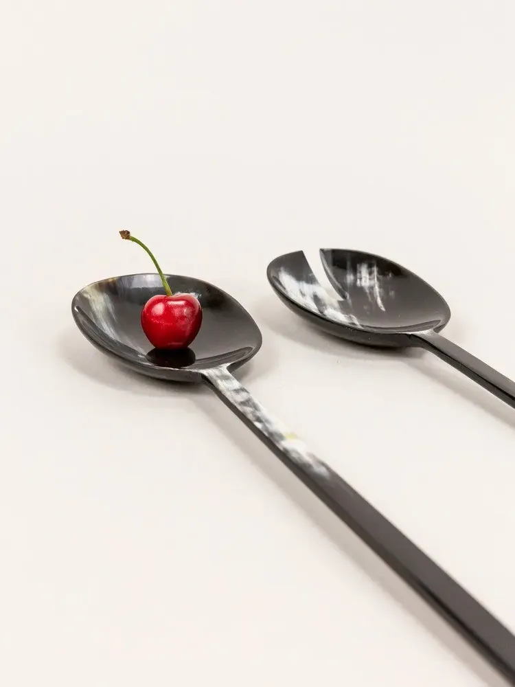 Kitchen utensils - Large Baguette cutlery in African black horn - L INDOCHINEUR X RIVÊT