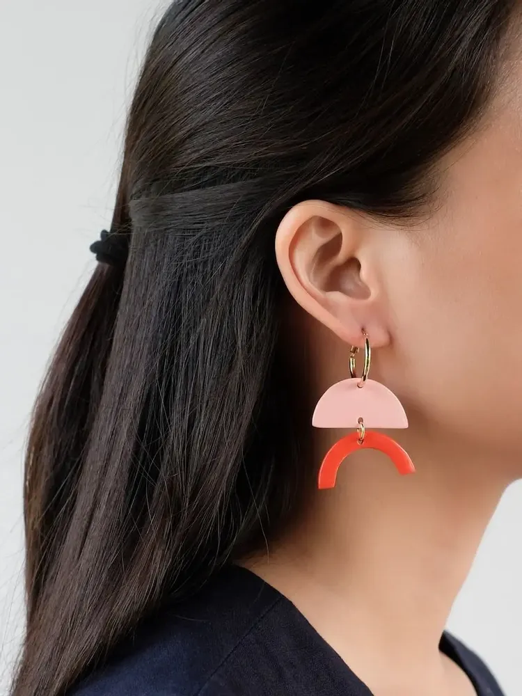 Jewelry - Hoop earrings in lacquered horn - Gold hooks - Multicolour - L INDOCHINEUR X RIVÊT