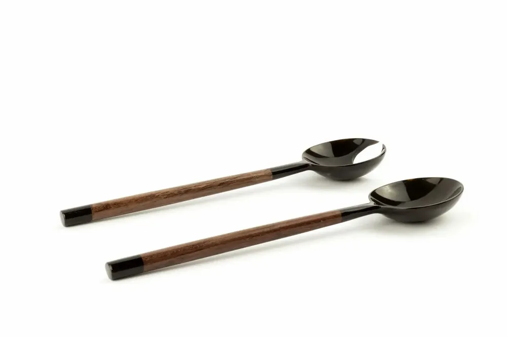 Couverts de service - Petits couverts ronds pinces de crabe laqués ivoire - taille S - L INDOCHINEUR X RIVÊT