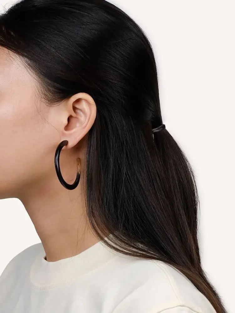 Jewelry - Small round rings earring in African white horn - Studs - Hoof - L INDOCHINEUR X RIVÊT