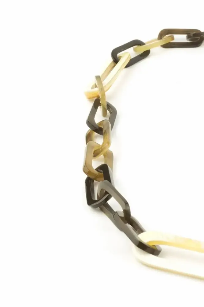 Bijoux - Sautoir anneaux ovales plats 2 tailles en corne blonde - L INDOCHINEUR X RIVÊT