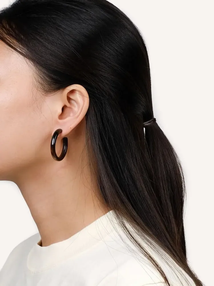 Jewelry - Small round rings earring in African white horn - Hoof - size S - L INDOCHINEUR X RIVÊT