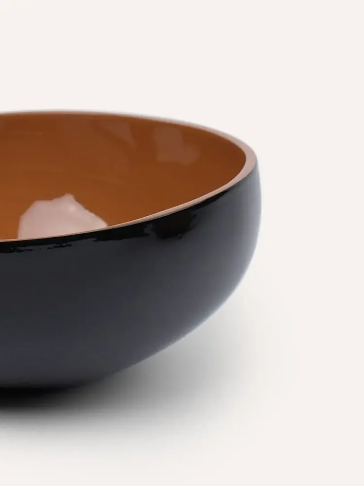 Bowls - Coconut bowl in tobacco and black lacquer - L INDOCHINEUR X RIVÊT
