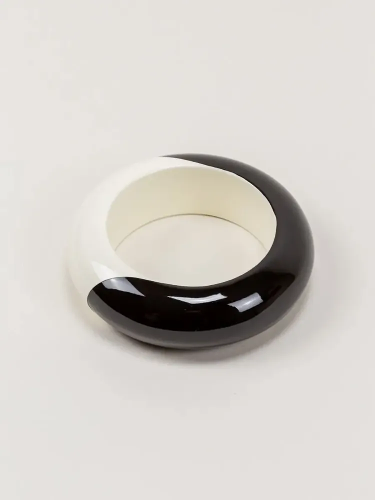 Bracelets - Bracelet arrondi bois et laque extérieure noire taille L - taille M - L INDOCHINEUR X RIVÊT