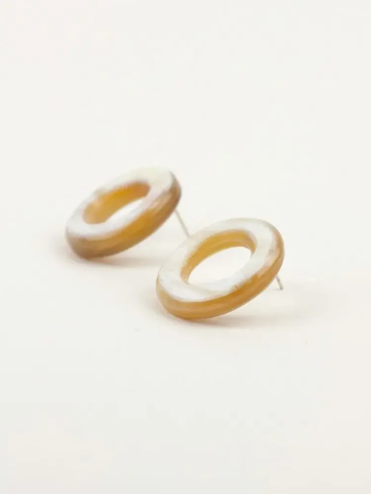 Bijoux - Boucles d'oreilles Auréole en corne marbrée - Corne blonde marbrée - L INDOCHINEUR X RIVÊT