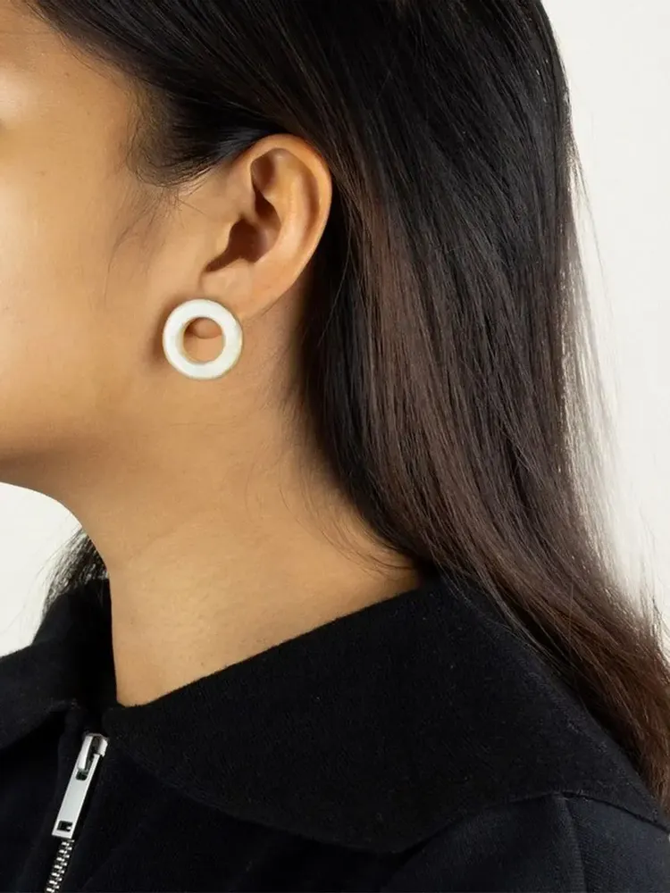 Bijoux - Boucles d'oreilles Auréole en corne marbrée - Corne blonde marbrée - L INDOCHINEUR X RIVÊT