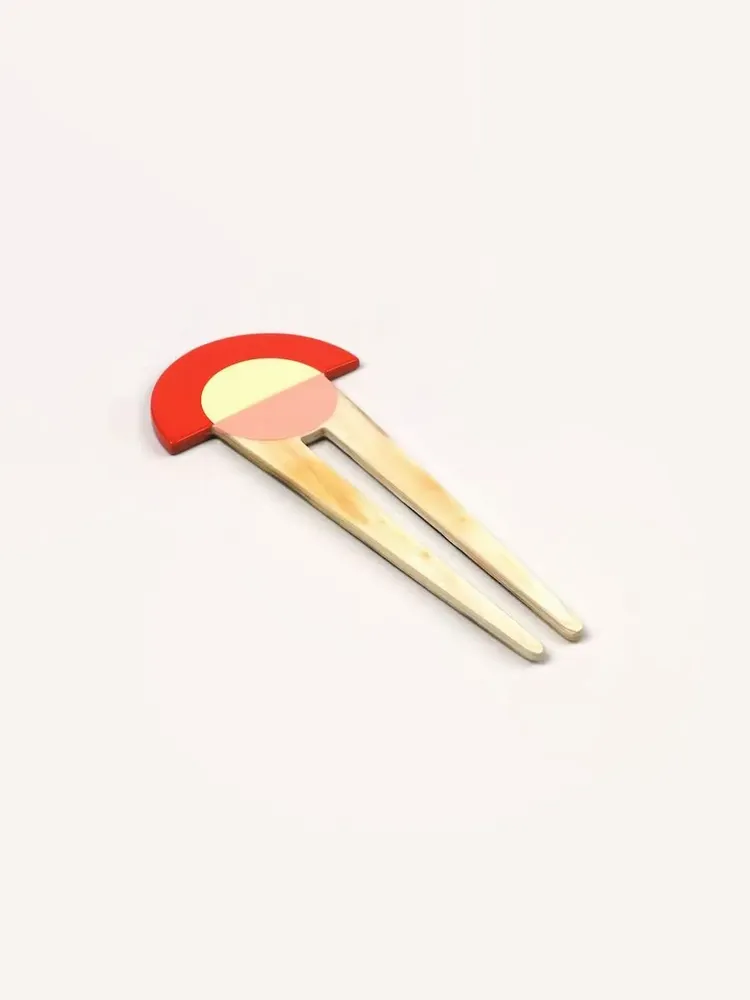 Hair accessories - Double hairpin in African blond horn and lacquer - L INDOCHINEUR X RIVÊT