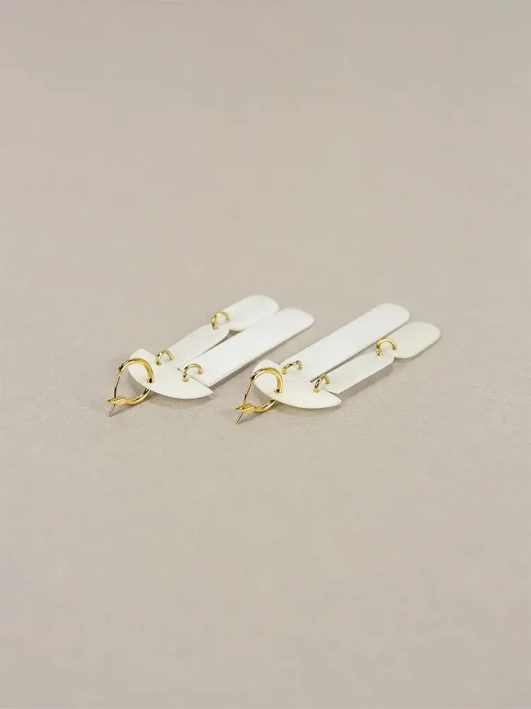 Bijoux - Boucles d'oreilles pampilles en nacre - Nacre blanche - L INDOCHINEUR X RIVÊT