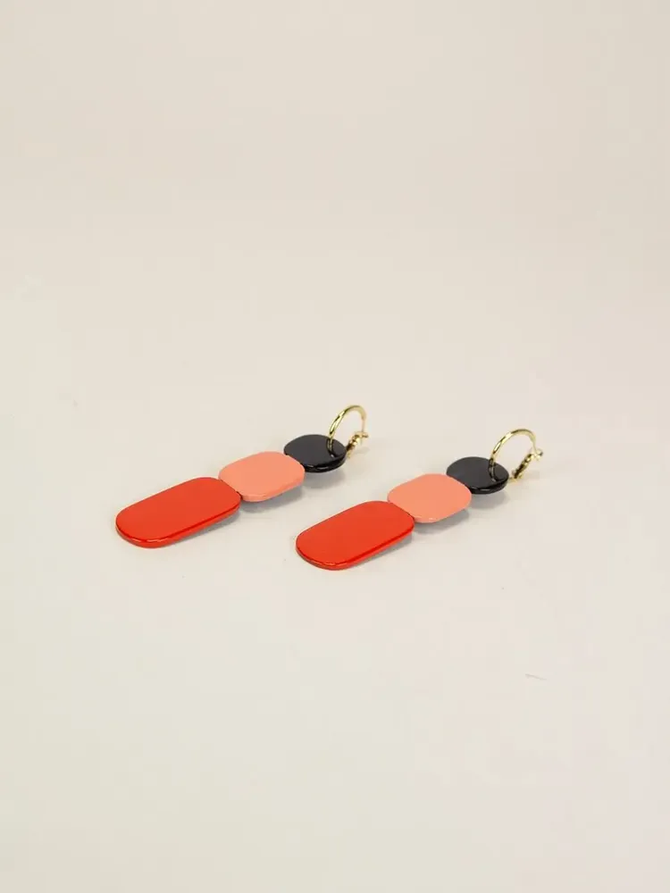 Jewelry - Totem hoop earrings 85 in blond horn and burgundy lacquer - Blue - L INDOCHINEUR X RIVÊT