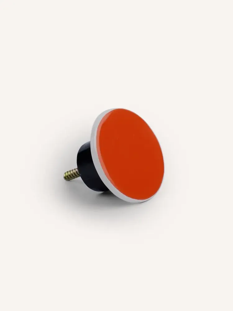 Artistic hardware - Straight-edge wall hook, orange-red and grey lacquer, size M - L INDOCHINEUR X RIVÊT