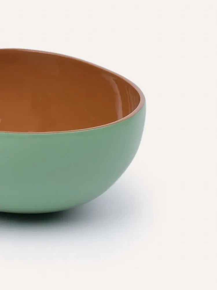 Bowls - Coconut bowl in tobacco and jade lacquer - L INDOCHINEUR X RIVÊT