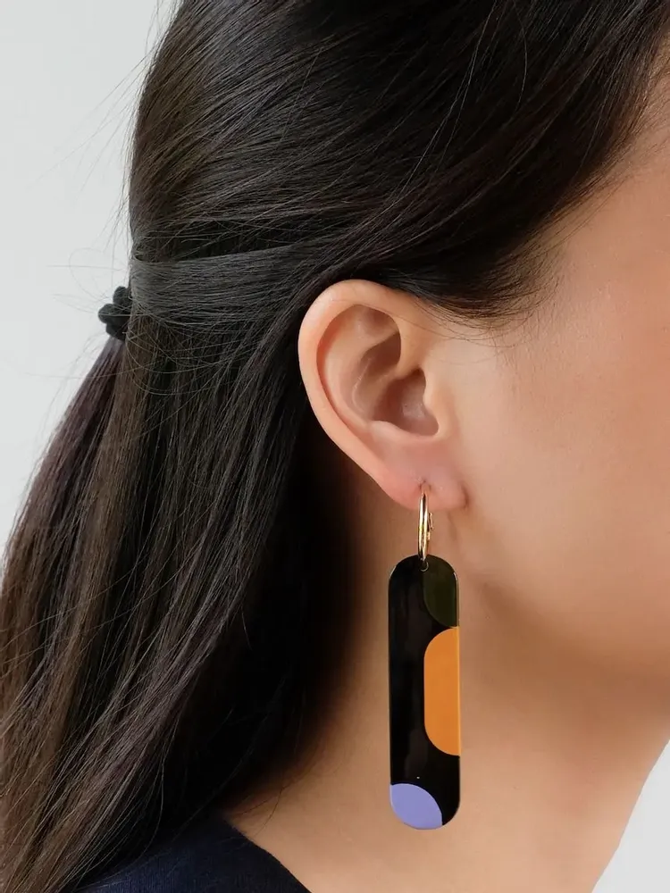 Jewelry - Nymph hoop earrings 65 in blond horn and orange lacquer - Orange - L INDOCHINEUR X RIVÊT