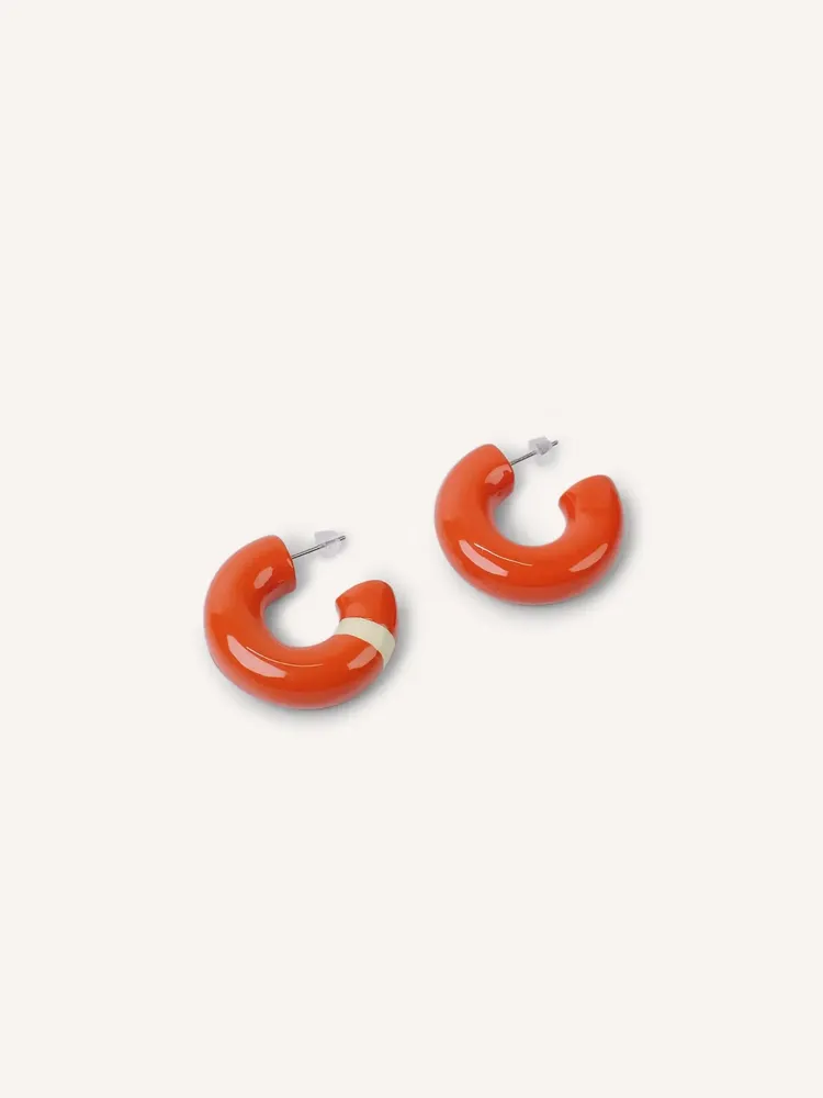 Jewelry - C-shape stud earrings in lacquered wood, orange and sand - Multicolour - L INDOCHINEUR X RIVÊT