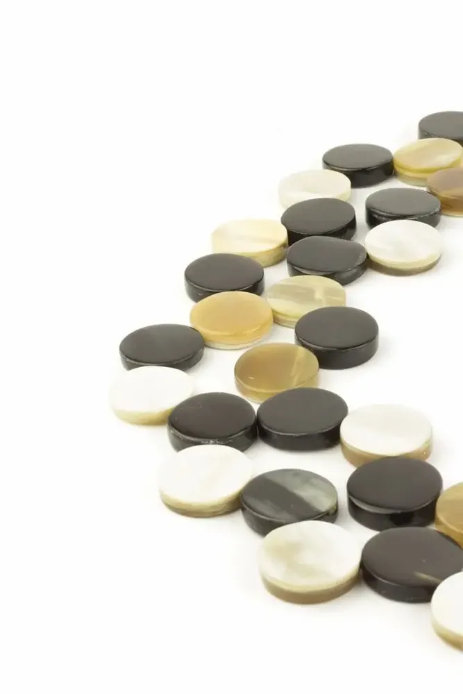 Jewelry - Double necklace with discs in blond and black horn - L INDOCHINEUR X RIVÊT