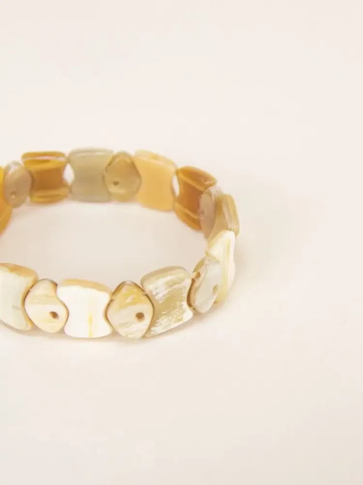 Bracelets - Bracelet élastique Cétone en corne blonde - L INDOCHINEUR X RIVÊT